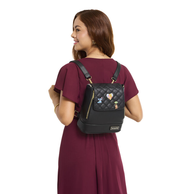 Loungefly The Lilly Black Convertible Mini Backpack & Crossbody Pin Trader Bag LFlifestyle1 view 2